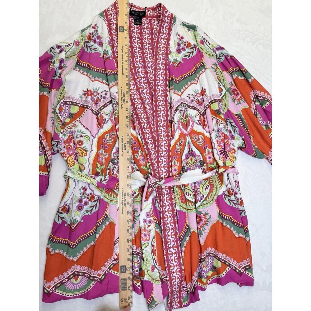 Rachel Zoe Kimono Women’s Sz 1x Reversible Cardigan Belted Open Front Colorful - Picture 7 of 8